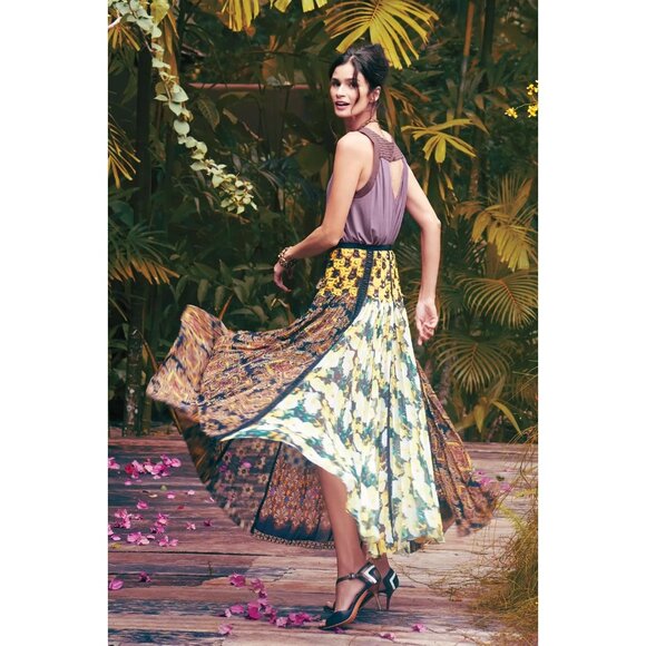NWT Anthropologie Beguile by Byron Lars Petal Patch Maxi Skirt 2P Petite - Picture 1 of 12